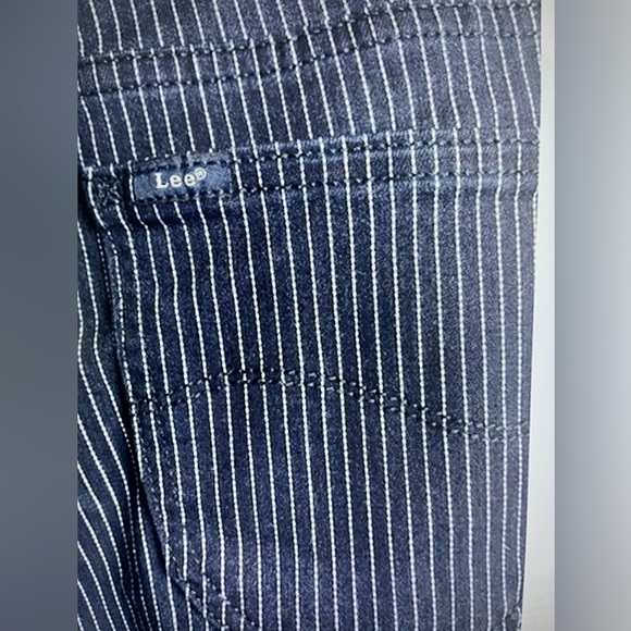 Lee Womens Straight Leg Mid Rise Blue Striped Regular Fit Jeans Size 12 - Picture 4 of 10